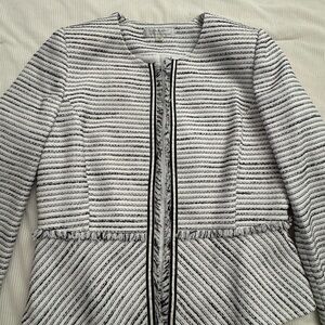 Tahari ASL Black and White Striped Blazer